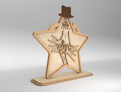 Star Dad Touching Hands Sign SVG Laser Cut File for Glowforge and xTool