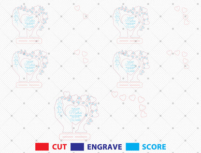 Family Tree Hand Sign SVG Personalized Heart Names for LightBurn
