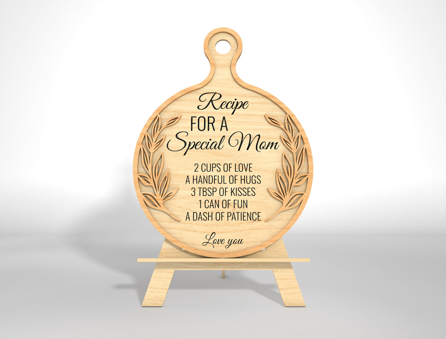 Mother's Day Cutting Board Recipe Mom SVG Bundle for LightBurn and xTool