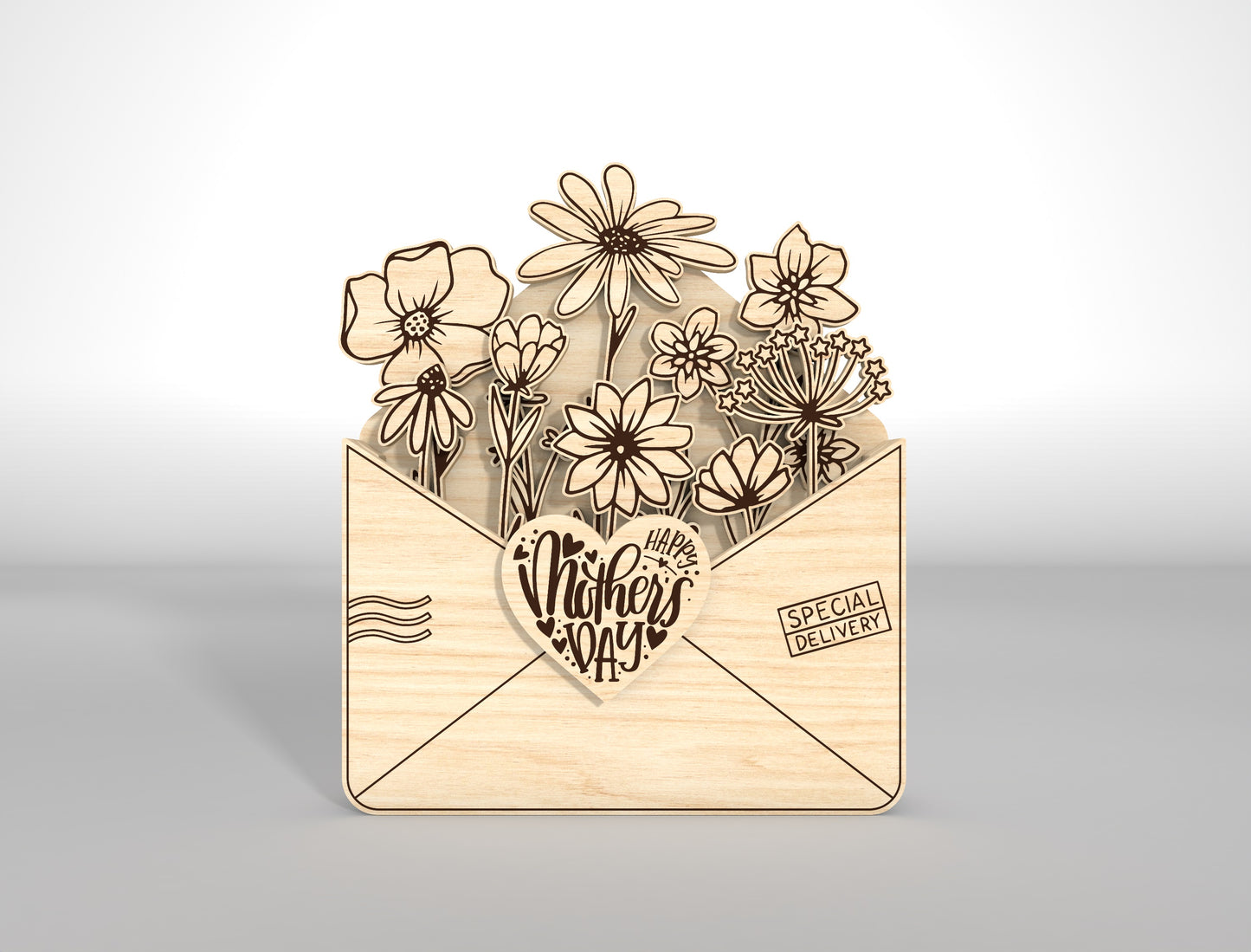Mother's Day Gift Card Holder SVG Floral Envelope for Glowforge
