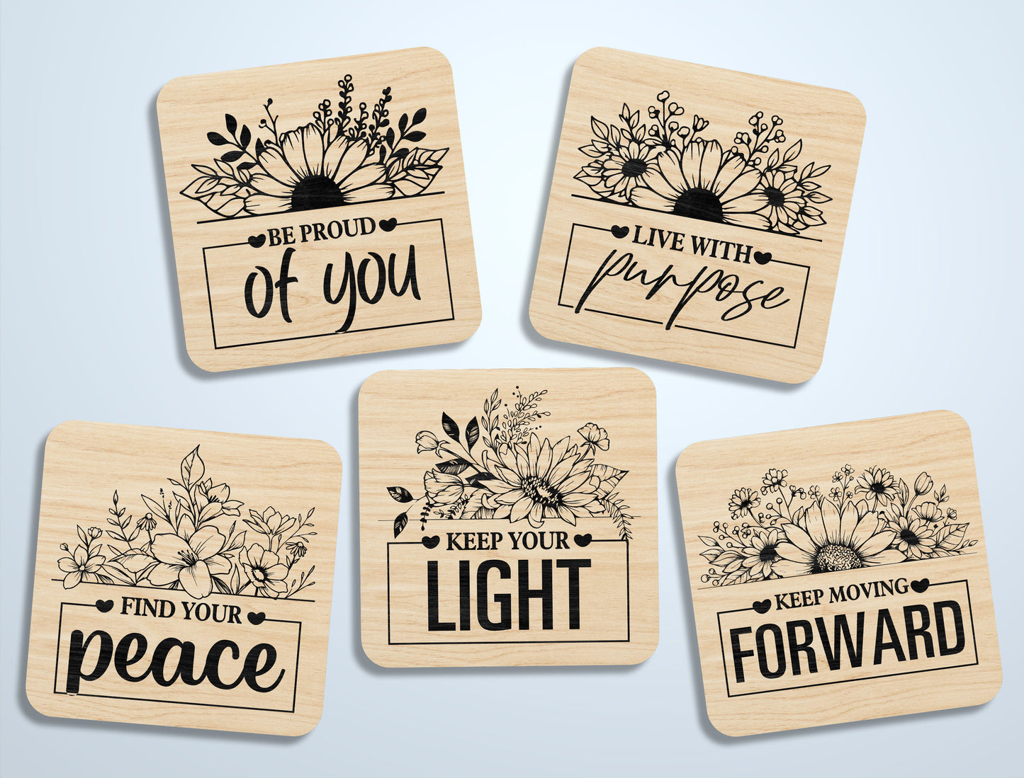 Motivational Fridge Magnet SVG Bundle for Glowforge and LightBurn