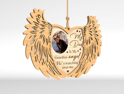 Memorial Angel Wings Ornament SVG In Loving Memory Photo Laser Cut File for LightBurn