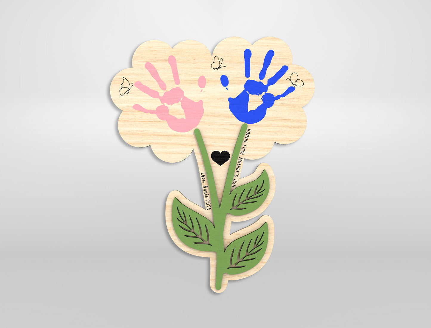 First Mother's Day Handprint Flower SVG Baby for Glowforge and xTool