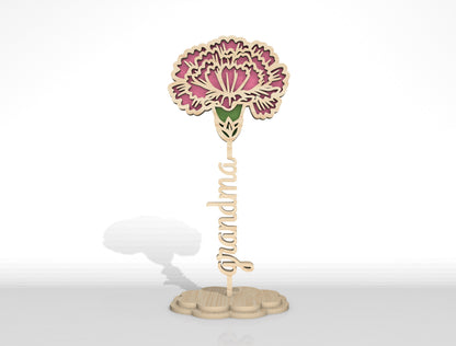 Personalized Standing Flower Name Sign SVG Laser Cut File for Glowforge and xTool