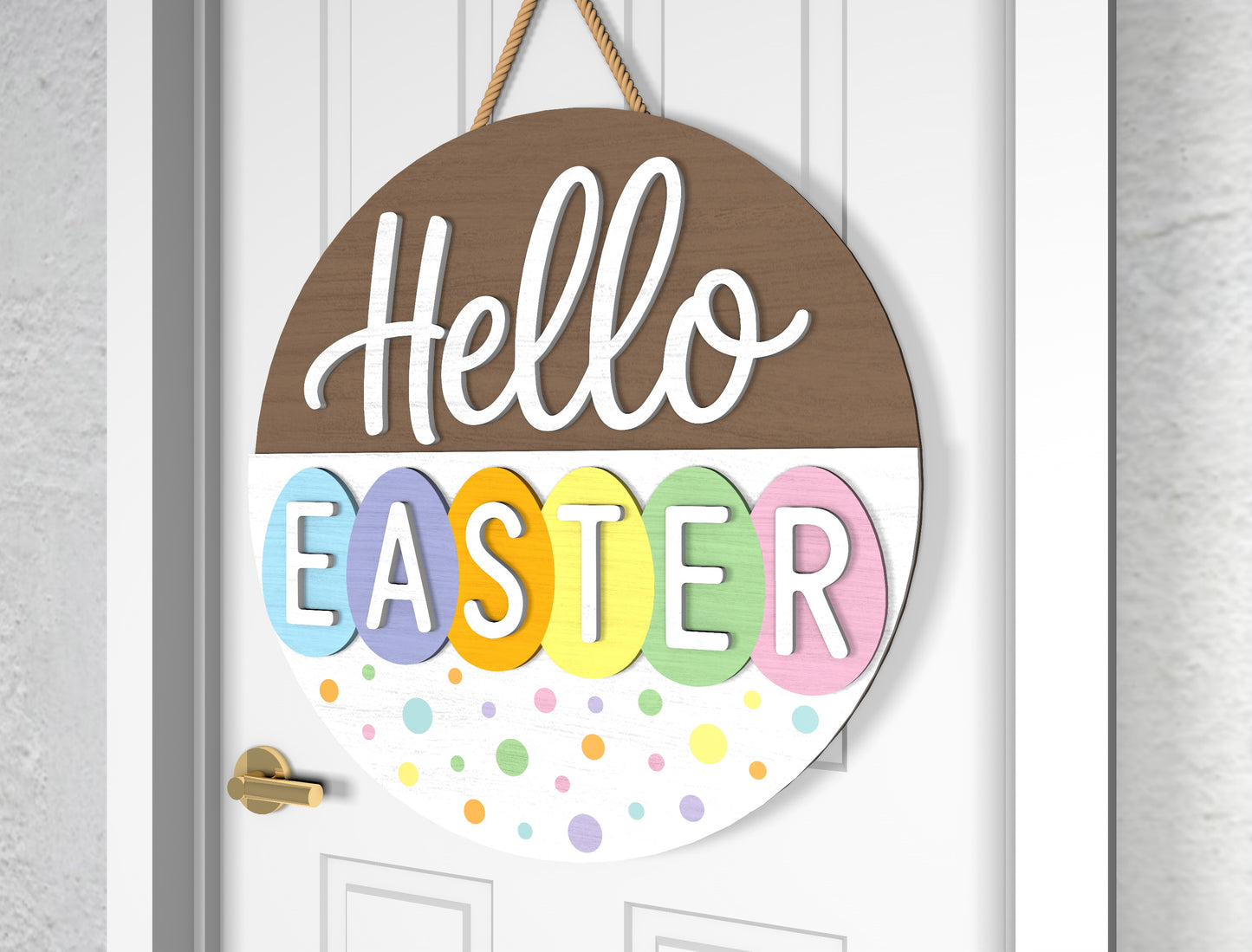 Minimal Easter Door Sign SVG Bunny Pastel Egg Lettering for LightBurn and xTool