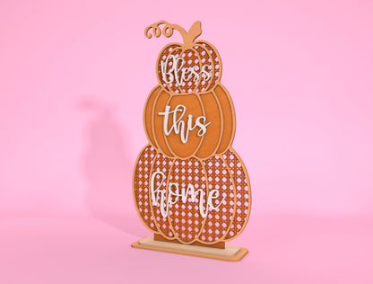 Home Sweet Home and Bless This Home Stacked Pumpkin SVG Set for Glowforge xTool LightBurn 2 Designs