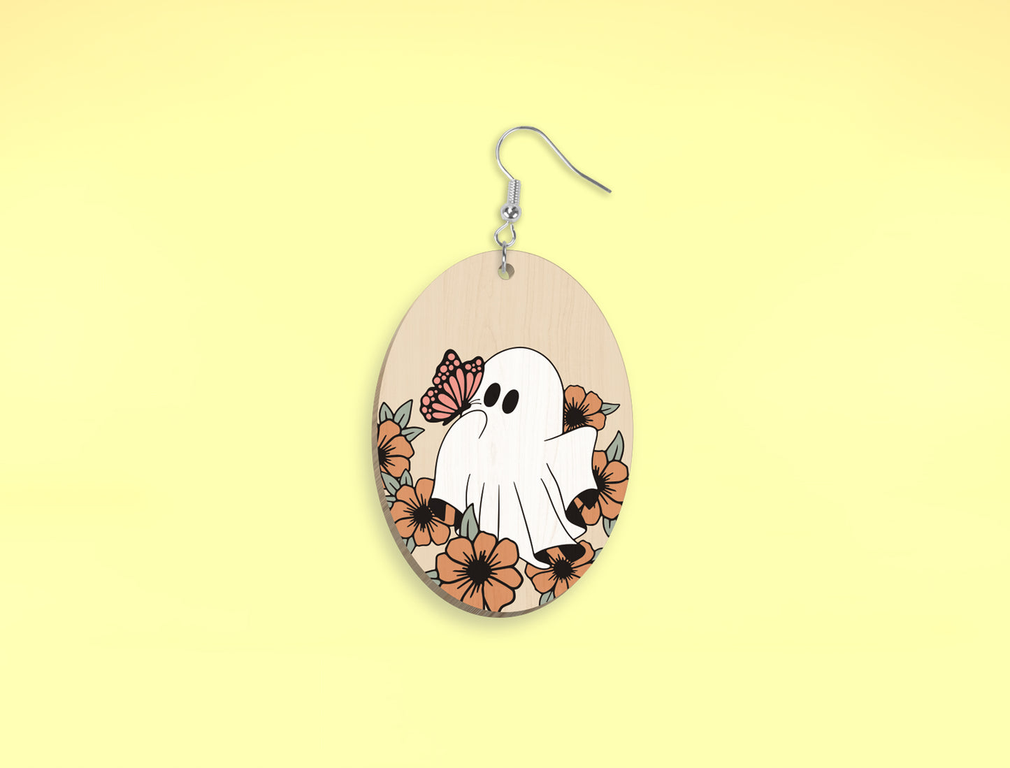 9 Floral Ghost Earrings SVG Halloween Laser Cut Bundle for xTool