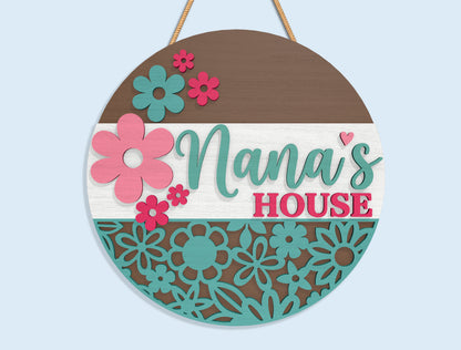 Mom Grandma Round Sign SVG Bundle 9 Designs for LightBurn and xTool