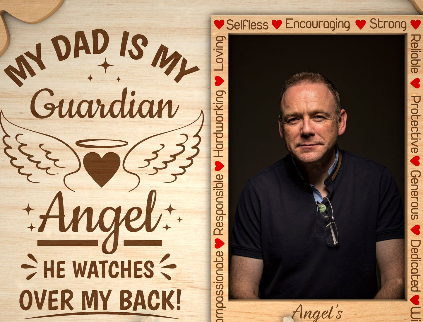 Dad Memorial Photo Frame SVG Laser Cut File for LightBurn and xTool