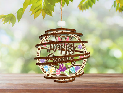 Easter Spiral Ornament SVG Happy Easter Layered Wooden for Glowforge and xTool