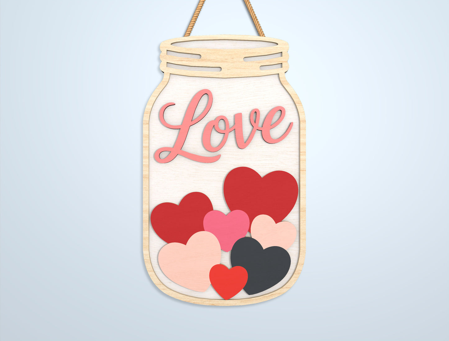 Valentine Mason Jar Laser Cut File Bundle | Love Candy Jar SVG Set | Romantic Wooden Decor Design | Glowforge, xTool, LightBurn, etc.