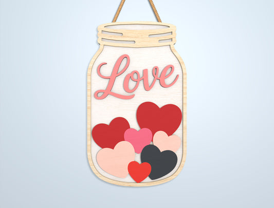 Valentine Mason Jar Laser Cut File Bundle | Love Candy Jar SVG Set | Romantic Wooden Decor Design | Glowforge, xTool, LightBurn, etc.