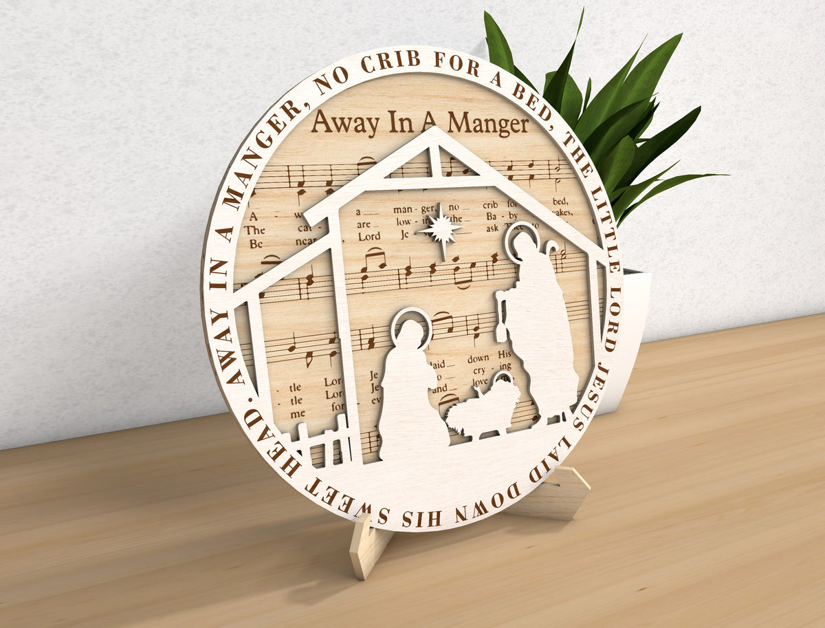 Christmas Nativity Sheet Music Round Sign SVG Bundle 7