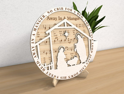 Christmas Nativity Sheet Music Round Sign SVG Bundle 7