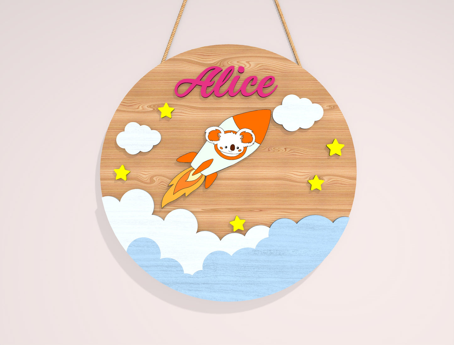 Personalized Space Animal Name Sign SVG Bundle for Glowforge and xTool