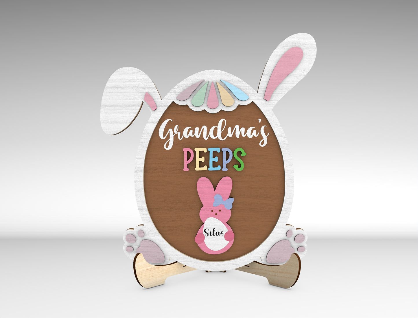 Personalized Easter Bunny Family Sign SVG Grandma Peeps for Glowforge