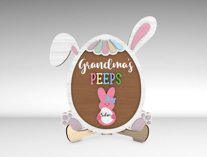 Personalized Easter Bunny Family Sign SVG Grandma Peeps for Glowforge