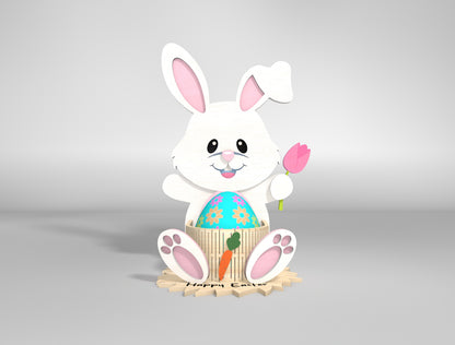 Cute Bunny Egg Holder Stand SVG Easter 4 Designs for Glowforge and xTool