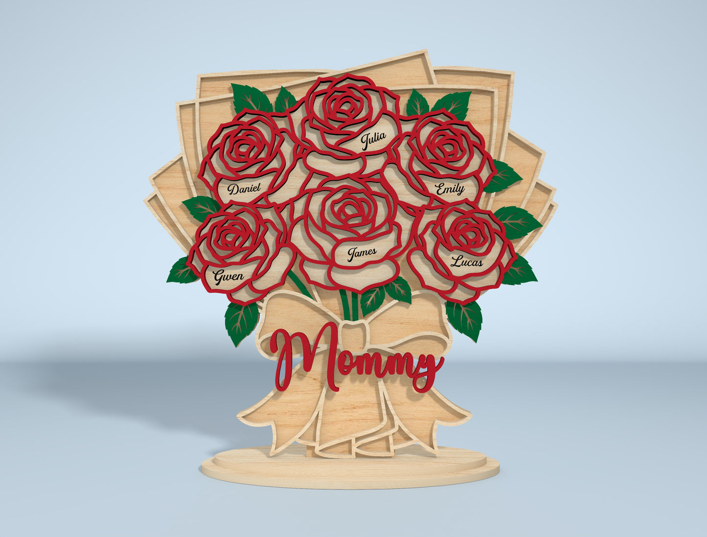 Personalized Rose Bouquet Stand Sign SVG for xTool and LightBurn