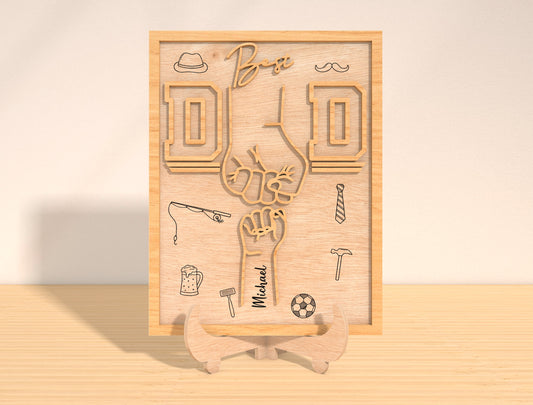 Best Dad Team Laser Cut File | Father Hand Fist Sign | Sports & Hobby Wooden Decor | Glowforge, xTool, LightBurn, etc.