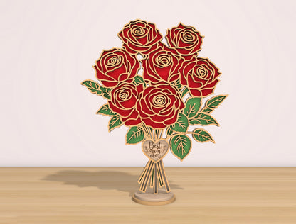 Rose Bouquet Stand SVG Laser Cut File for Glowforge and LightBurn