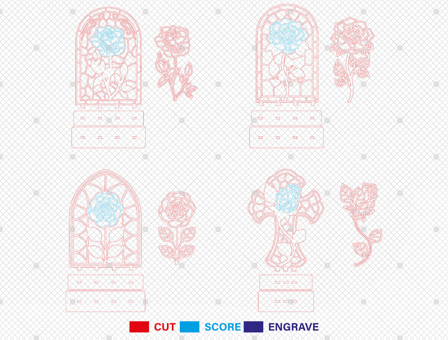 Rose Window Frame SVG Bundle Stained Glass Style Laser Cut File for xTool and Glowforge