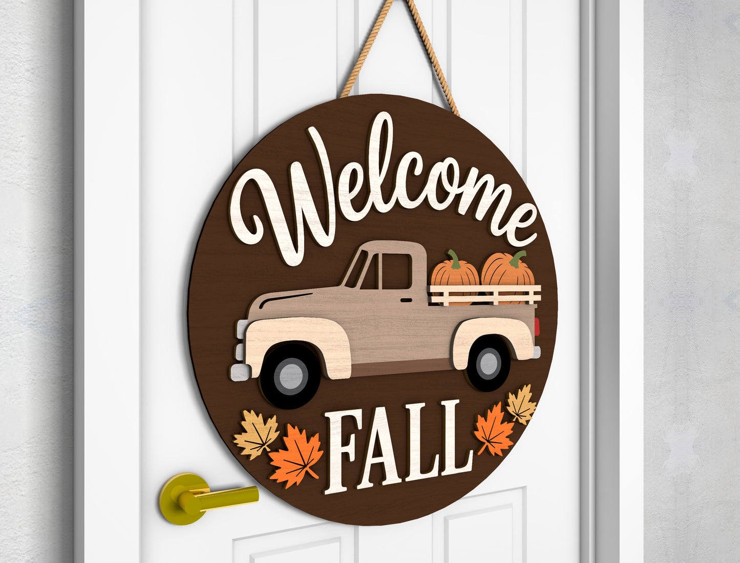 Happy Fall Y'all Scarecrow and Welcome Fall Truck Door Hanger SVG Set for Glowforge xTool LightBurn 2 Designs