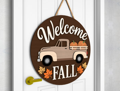 Happy Fall Y'all Scarecrow and Welcome Fall Truck Door Hanger SVG Set for Glowforge xTool LightBurn 2 Designs