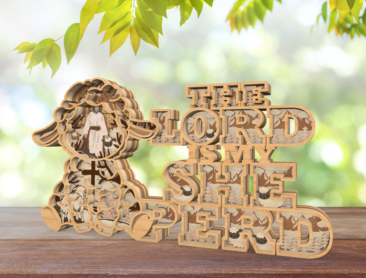 The Lord Is My Shepherd SVG 9 Layer Layered Christian for Glowforge and xTool