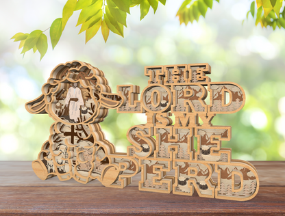 The Lord Is My Shepherd SVG 9 Layer Layered Christian for Glowforge and xTool