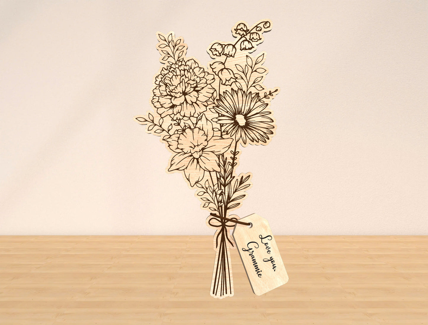 Flower Bouquet Sign SVG Bundle 10 Flowers 21 Tags for Glowforge and xTool