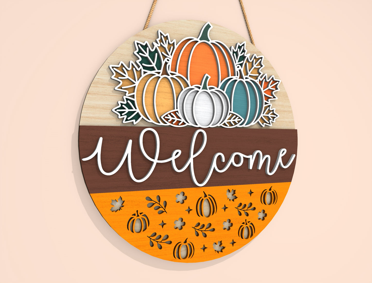 Welcome Pumpkin Gnome Door Hanger SVG Set for Glowforge xTool LightBurn | 2 Designs
