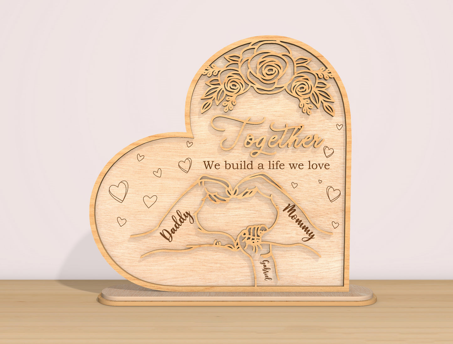 Family Hands Heart Sign SVG Bundle Together We Build for Glowforge