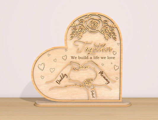 Family Hands Heart Sign SVG Bundle Together We Build for Glowforge