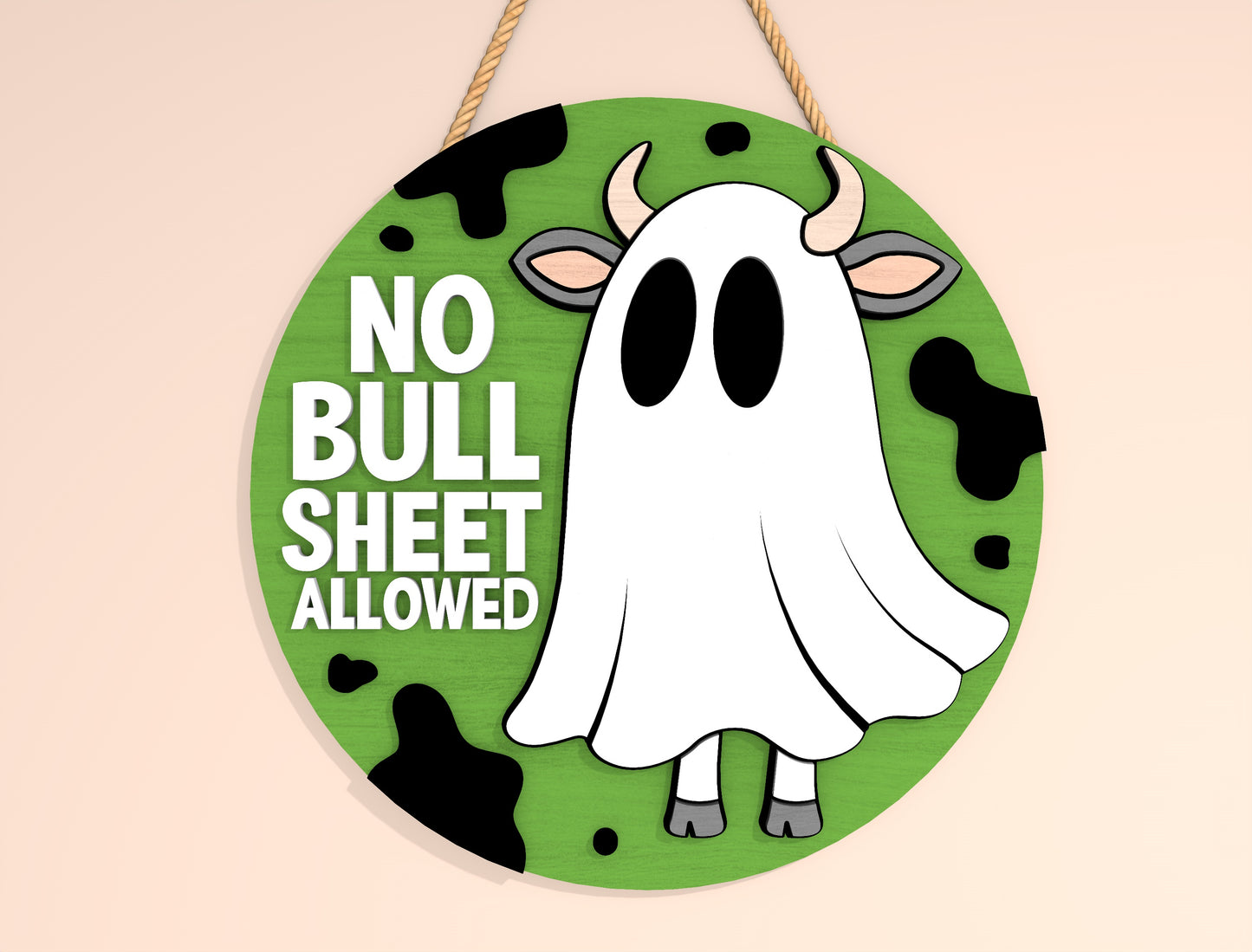 Funny Halloween Round Door Hanger SVG Bundle Laser Cut File | 6 Spooky Quote Designs | Front Door Decor | Glowforge, xTool, LightBurn, etc.