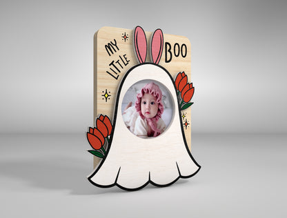 Halloween Ghost Fridge Magnet Photo Frame SVG for LightBurn xTool Glowforge 5 Designs