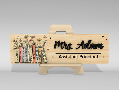 Personalized Teacher Desk Name Plate SVG Laser Cut File for Glowforge and xTool