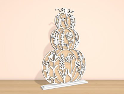 Floral Stacked Pumpkins SVG Set for Glowforge xTool LightBurn 2 Designs