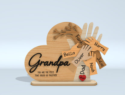 Dad Kids Hand Name Sign SVG Laser Cut File for LightBurn and Glowforge
