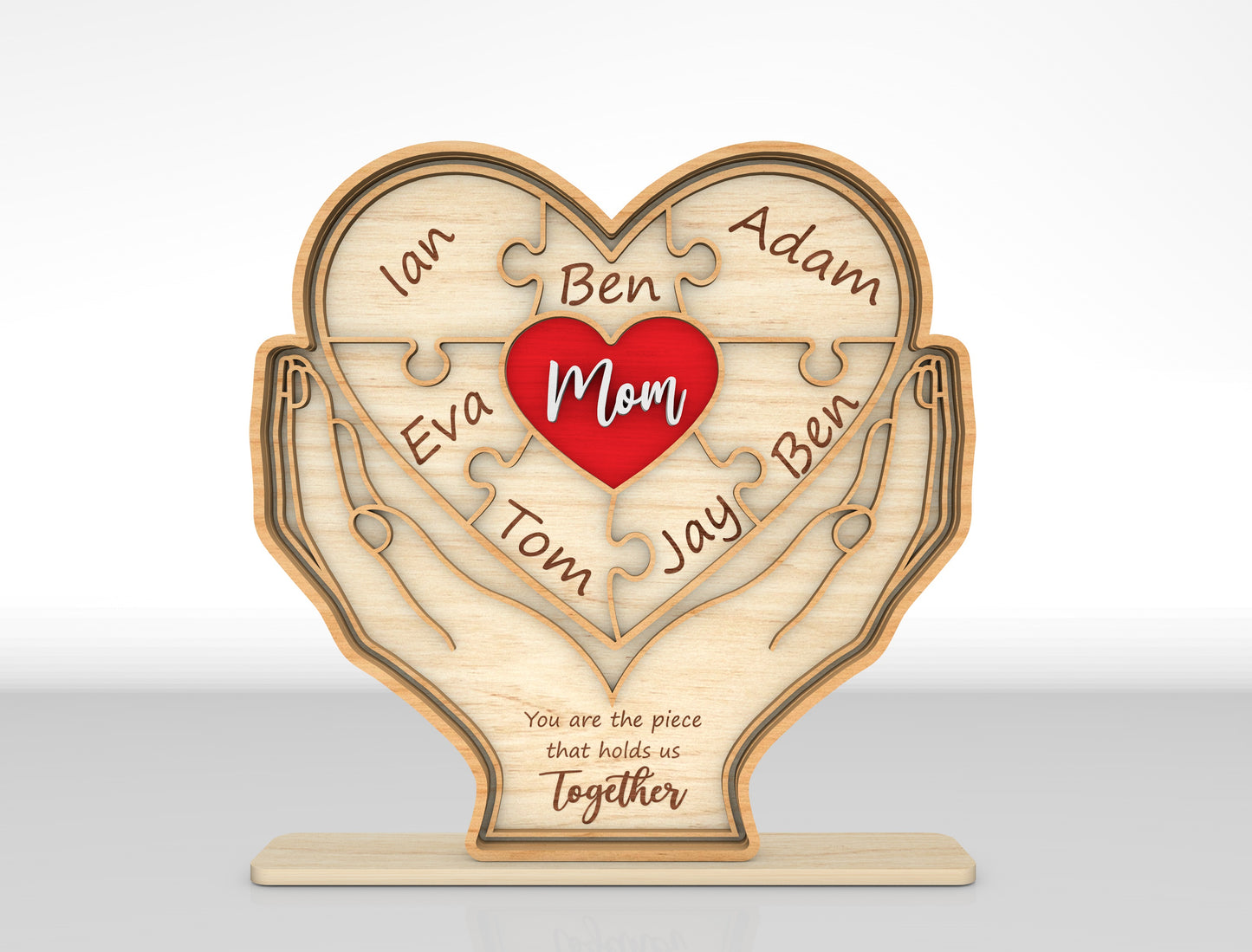 Family Hands Custom Name Sign SVG for xTool and LightBurn