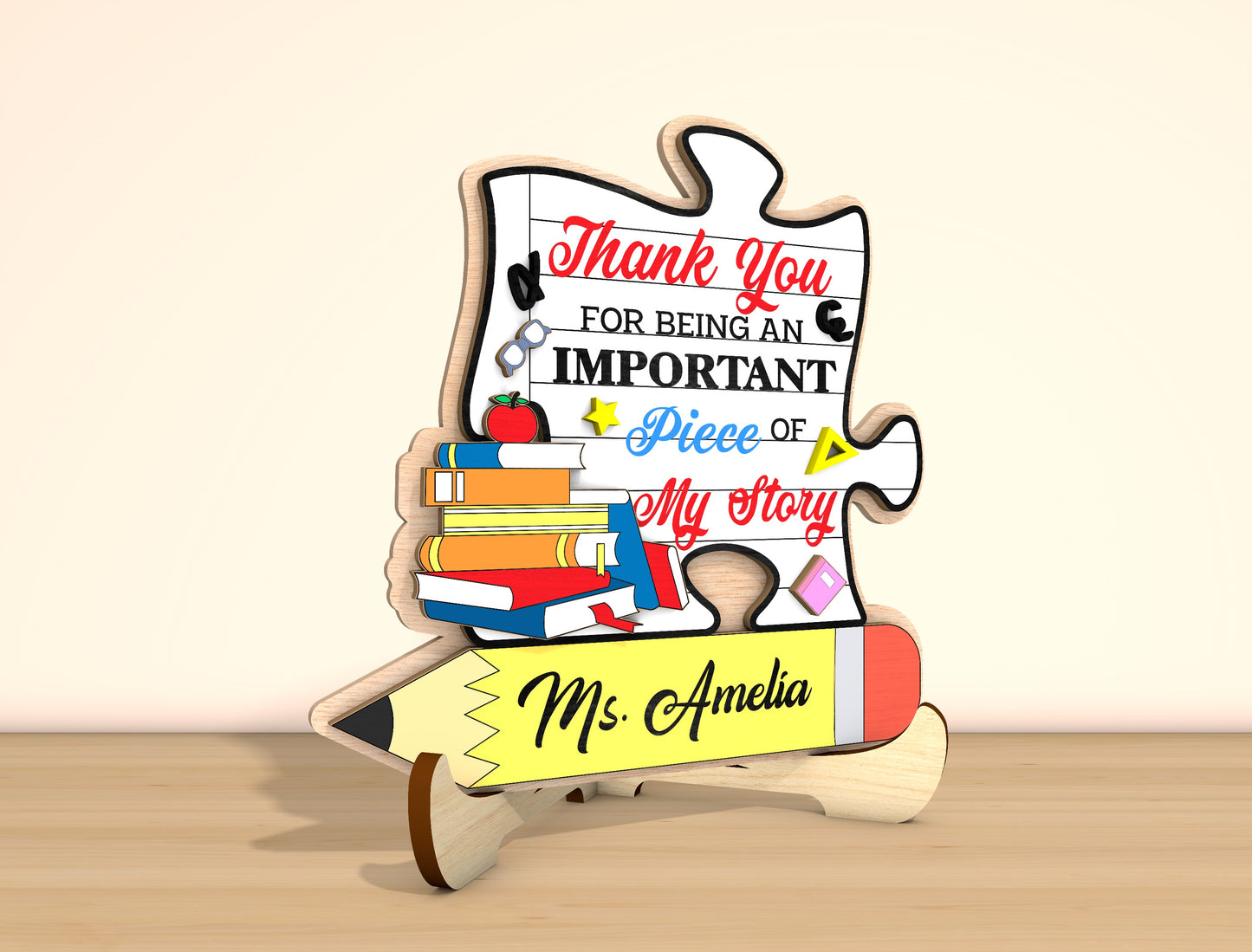 Teacher Appreciation Tabletop Sign SVG Bundle Laser Cut File for Glowforge and LightBurn