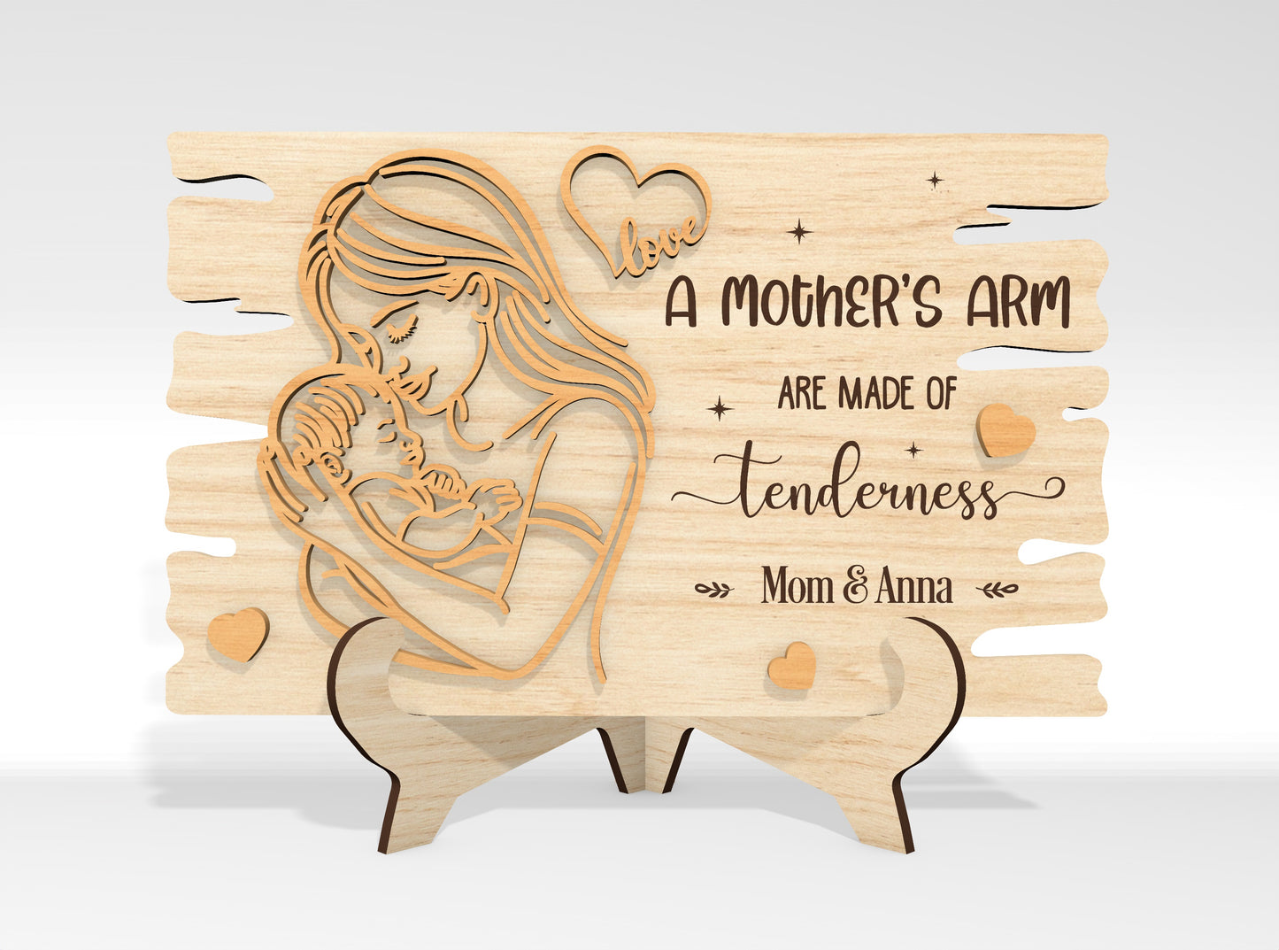 Mom and Baby Line Art Standing Decor SVG Bundle for LightBurn and xTool