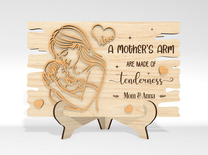 Mom and Baby Line Art Standing Decor SVG Bundle for LightBurn and xTool