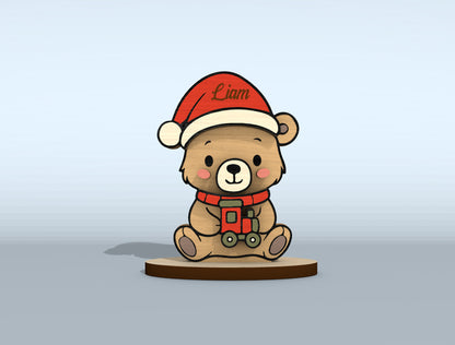 Christmas Bear Family Tabletop Decor Laser Cut File | Ready to Cut | Glowforge, xTool, LightBurn, etc.