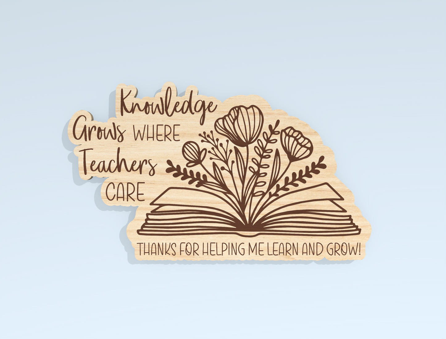 Teacher Floral Book Gift Tag SVG Laser Cut File for Glowforge and xTool