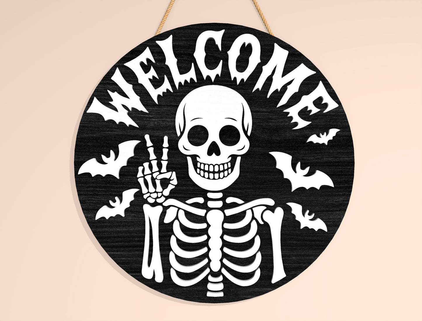 Halloween Skeleton Welcome Door Hanger SVG Bundle for Glowforge LightBurn