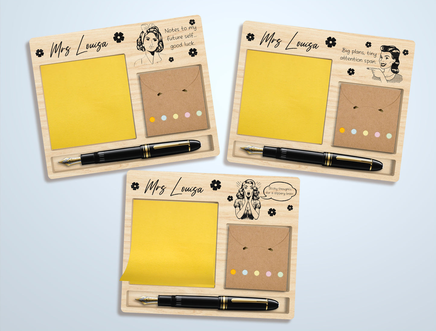 Retro Teacher Sticky Note Holder SVG Laser Cut File for Glowforge and LightBurn