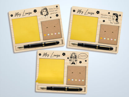 Retro Teacher Sticky Note Holder SVG Laser Cut File for Glowforge and LightBurn