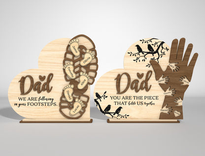Dad Footprint Handprint Sign SVG Laser Cut File for xTool and LightBurn