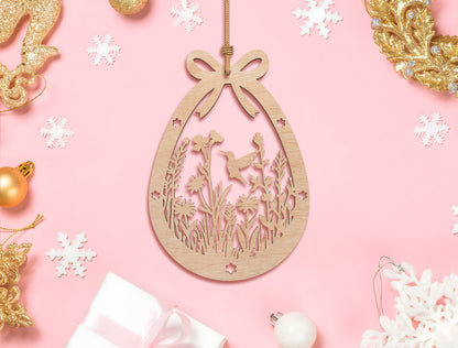Easter Egg Floral Ornament SVG Bunny Hanging Decor for LightBurn and xTool